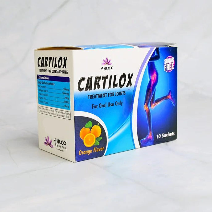 Phlox Cartilox joint supplement box, orange flavor, 10 sachets, for osteoarthritis